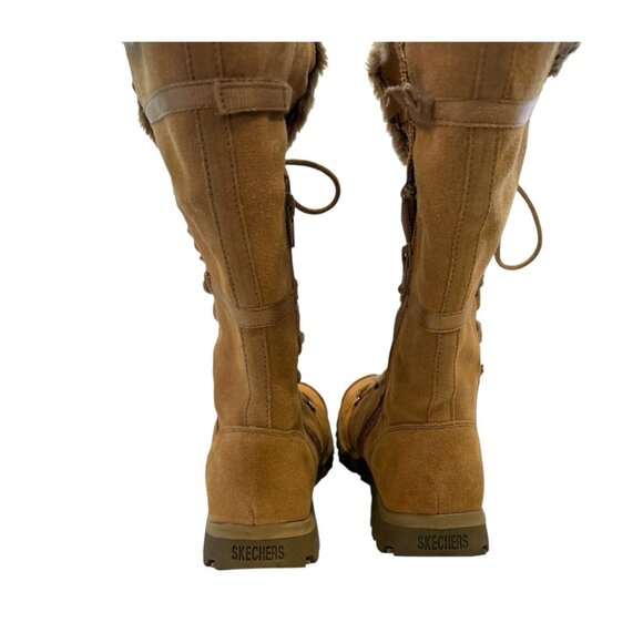 Skechers Boots Womens Grand Jams Unlimited Sand Suede Faux Fur Boho HTF Design 8 - Picture 3 of 10